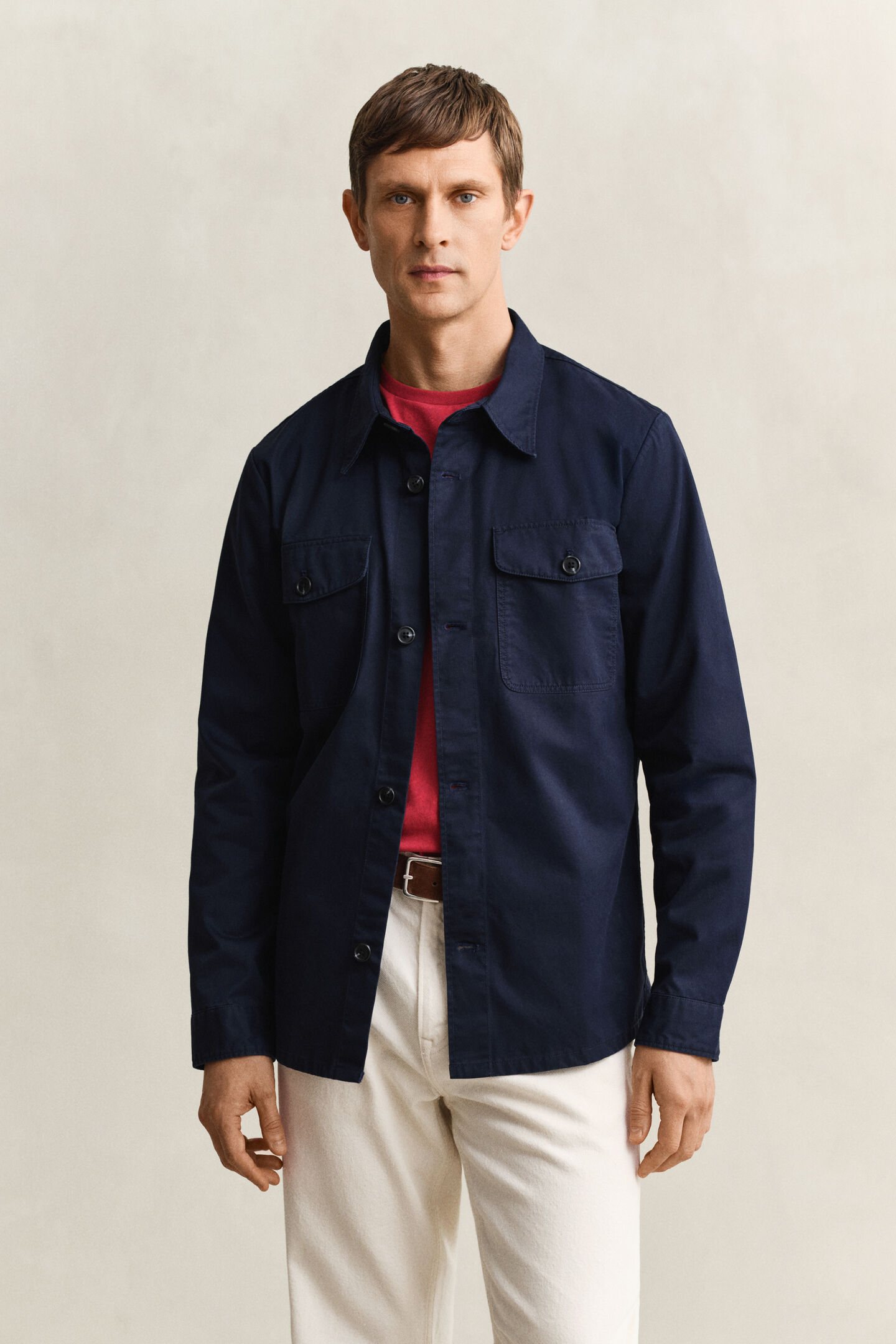 Sobrecamisa en sarga de algod&oacute;n