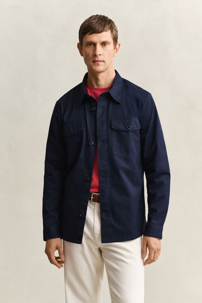 Sobrecamisa en sarga de algod&oacute;n