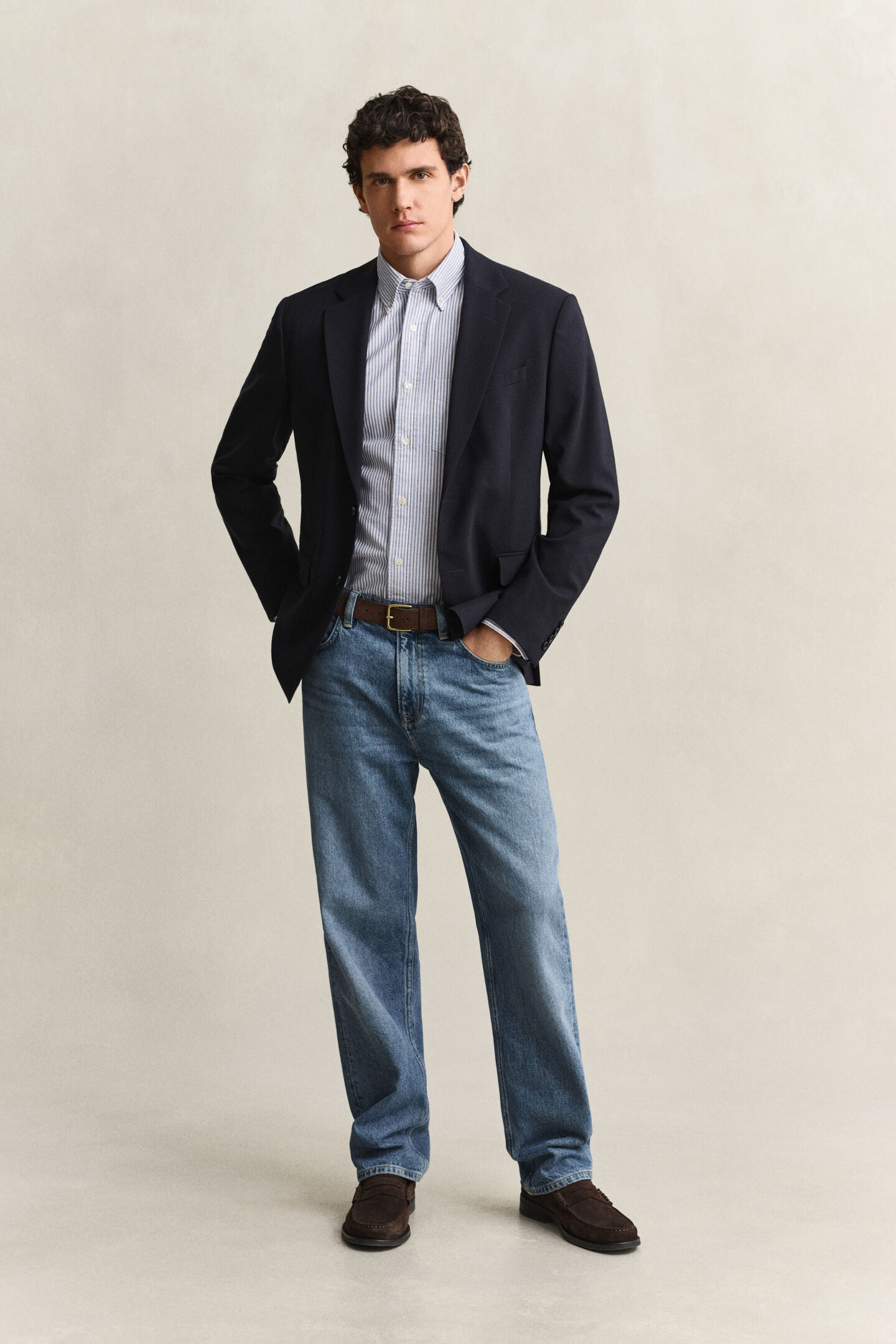 Camisa Oxford cl&aacute;sica de rayas finas