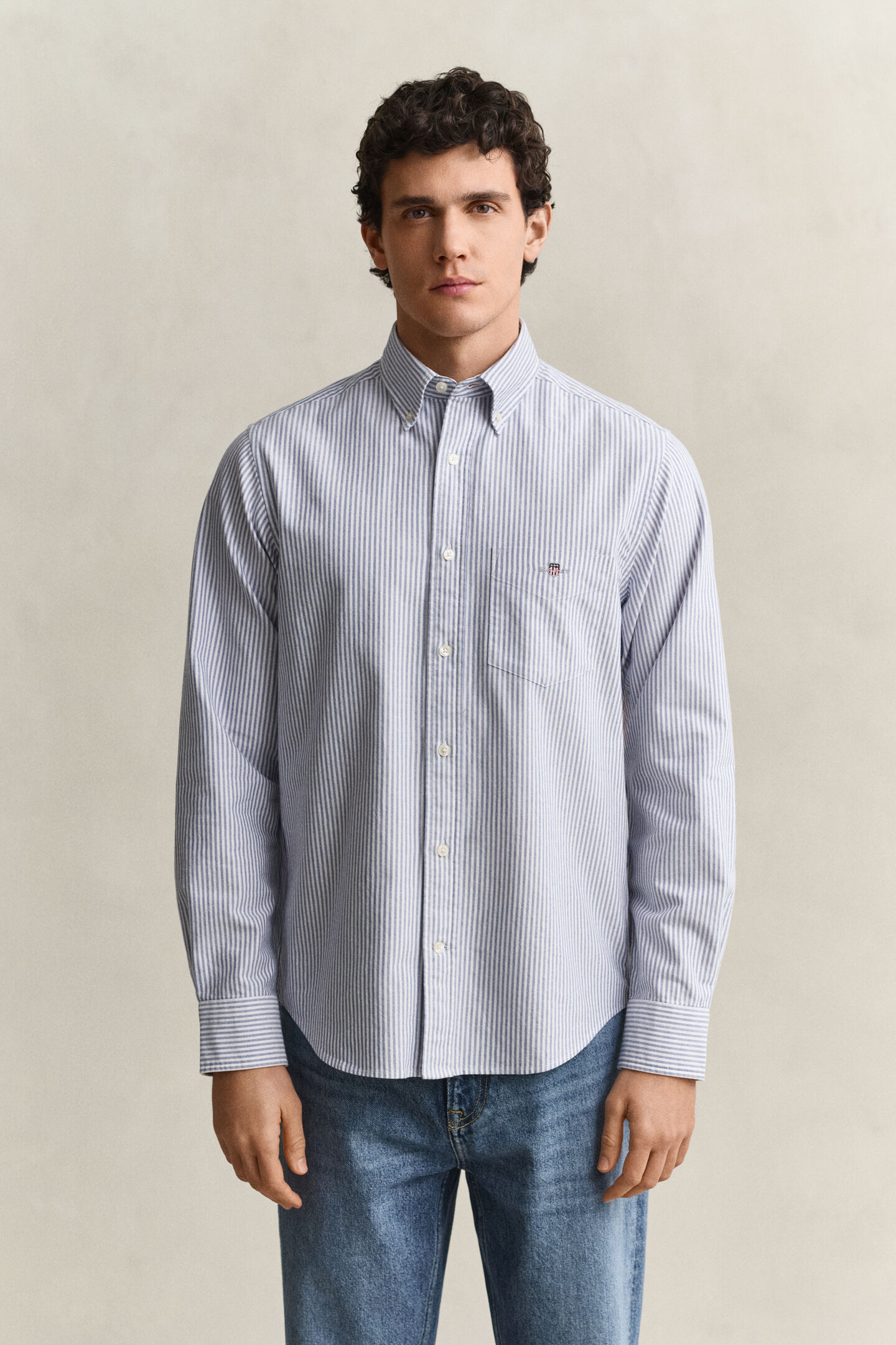 Camisa Oxford cl&aacute;sica de rayas finas