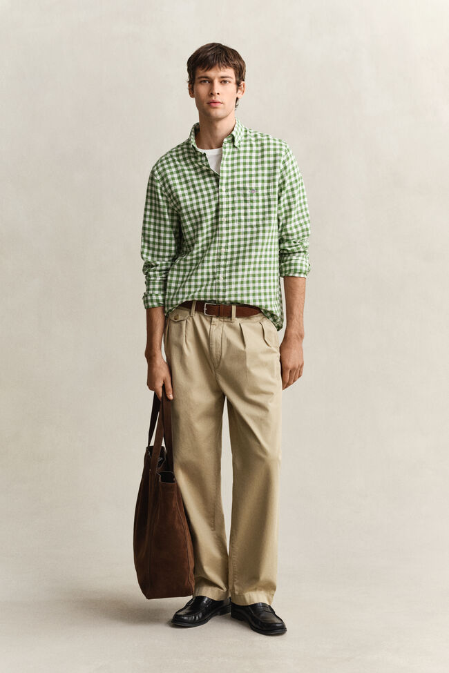 Camisa de mezcla de lino a cuadros Vichy