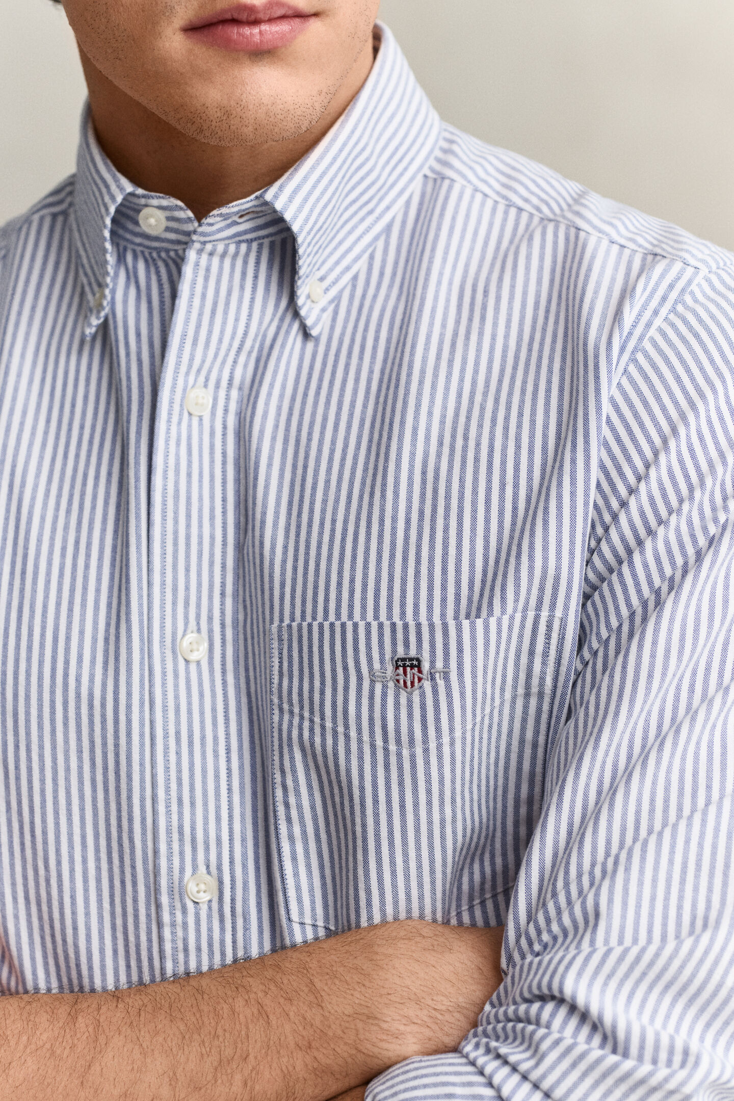 Camisa Oxford cl&aacute;sica de rayas finas