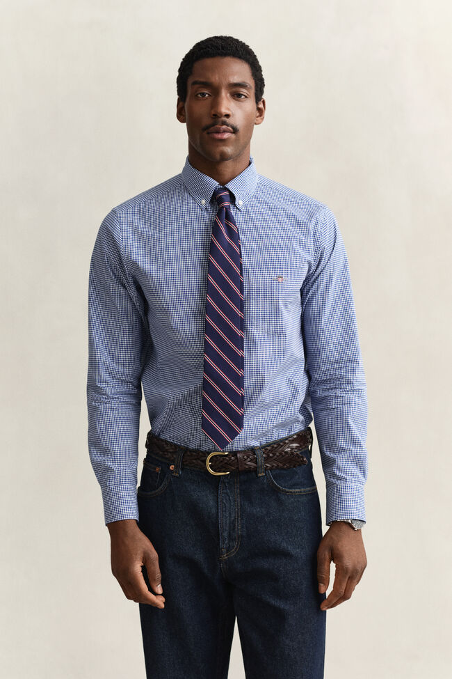 Camisa cl&aacute;sica de popelina de cuadros Vichy