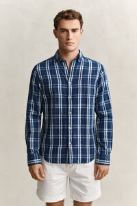 Camisa de cuadros de algod&oacute;n y lino