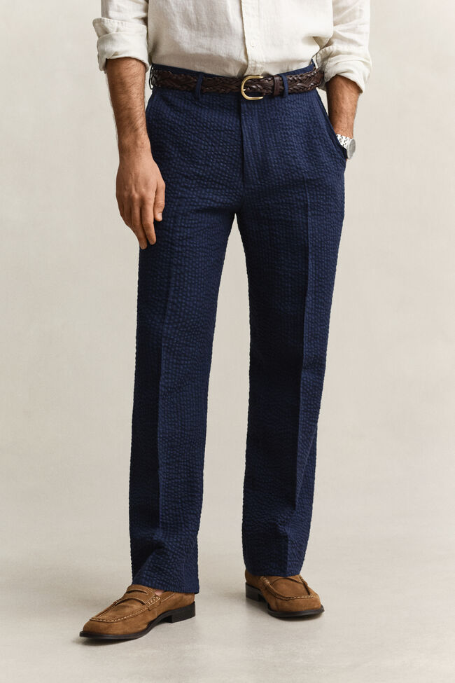 Pantalones de traje en sirsaca a&ntilde;il