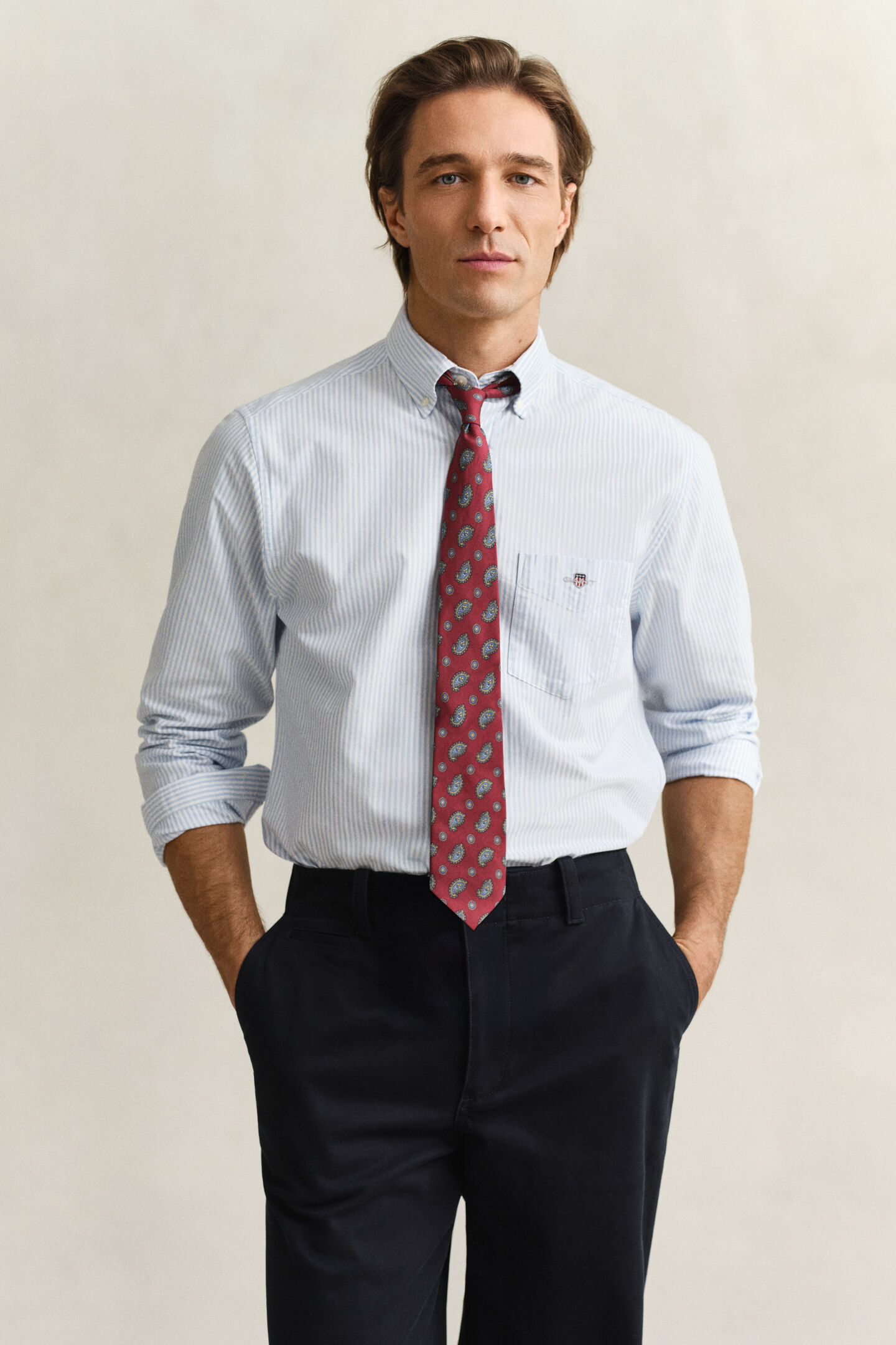 Camisa Oxford cl&aacute;sica de rayas finas