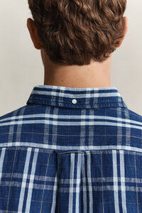 Camisa de cuadros de algod&oacute;n y lino