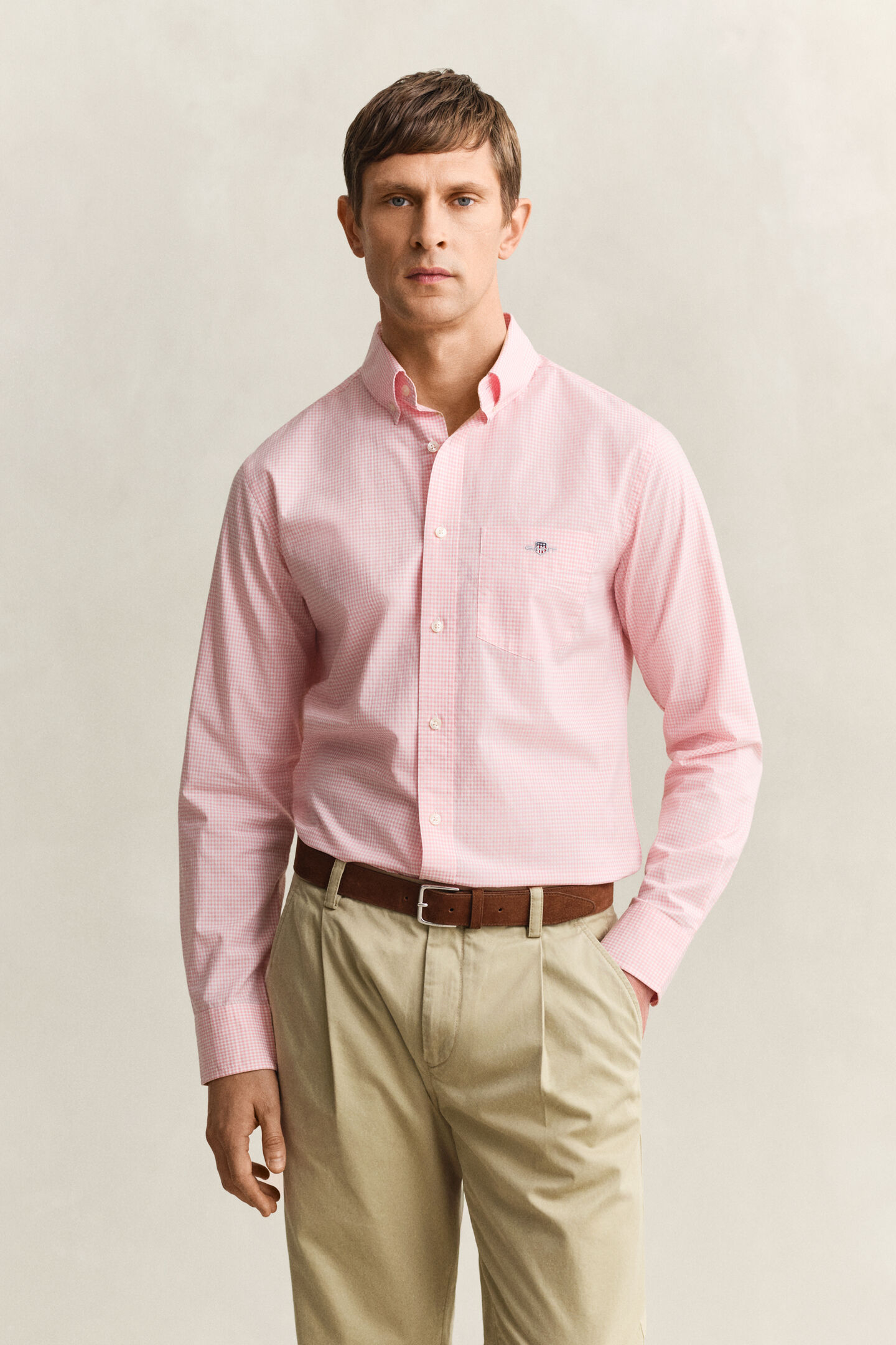 Camisa cl&aacute;sica de popelina de cuadros Vichy