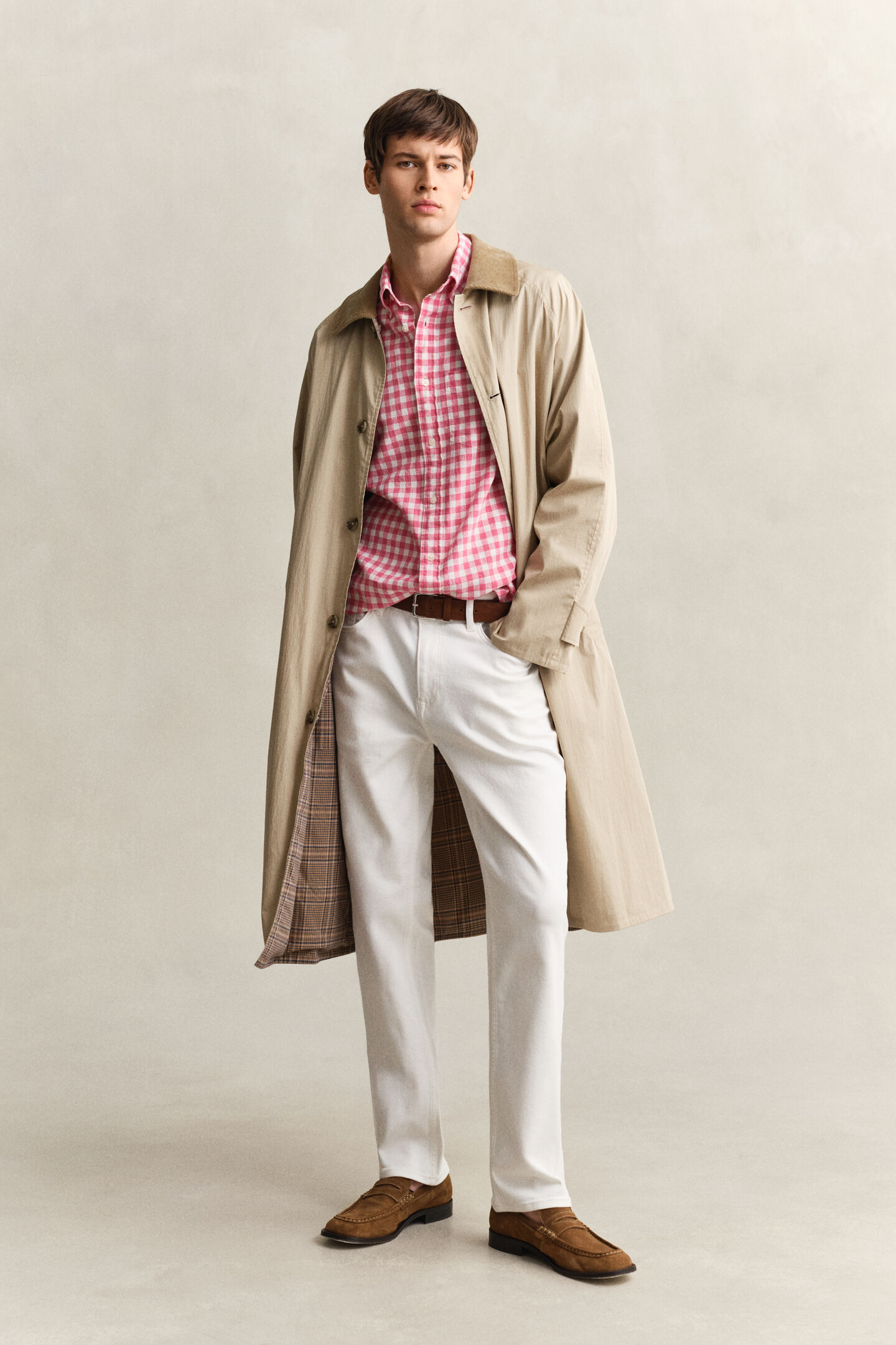 Camisa de mezcla de lino a cuadros Vichy