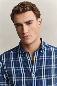 Camisa de cuadros de algod&oacute;n y lino