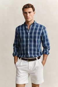 Camisa de cuadros de algod&oacute;n y lino