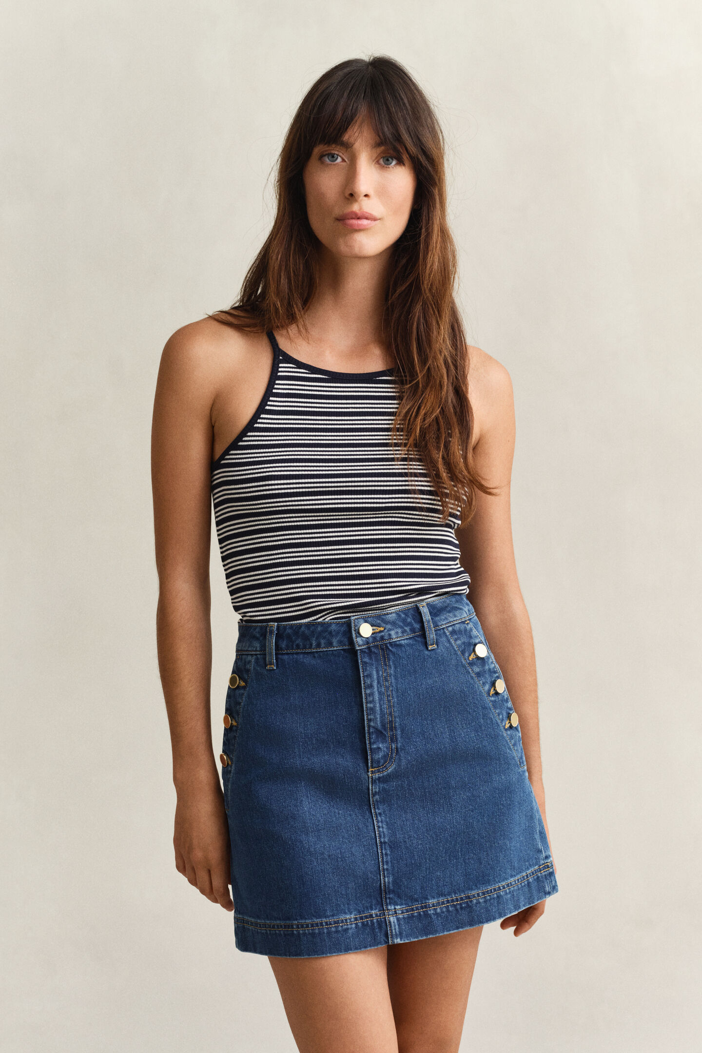 Top de rayas con cuello halter