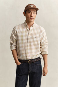 Camisa de mezcla de lino a cuadros Vichy