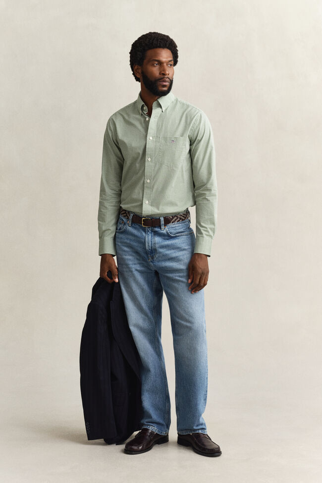 Camisa cl&aacute;sica de popelina de cuadros Vichy