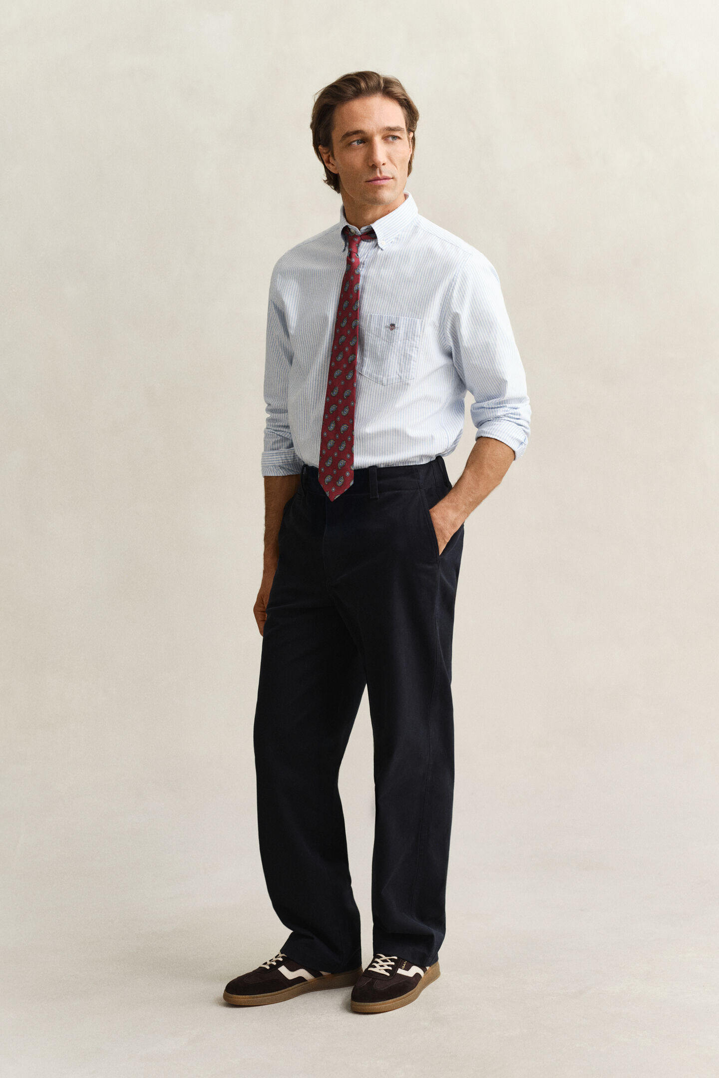 Camisa Oxford cl&aacute;sica de rayas finas