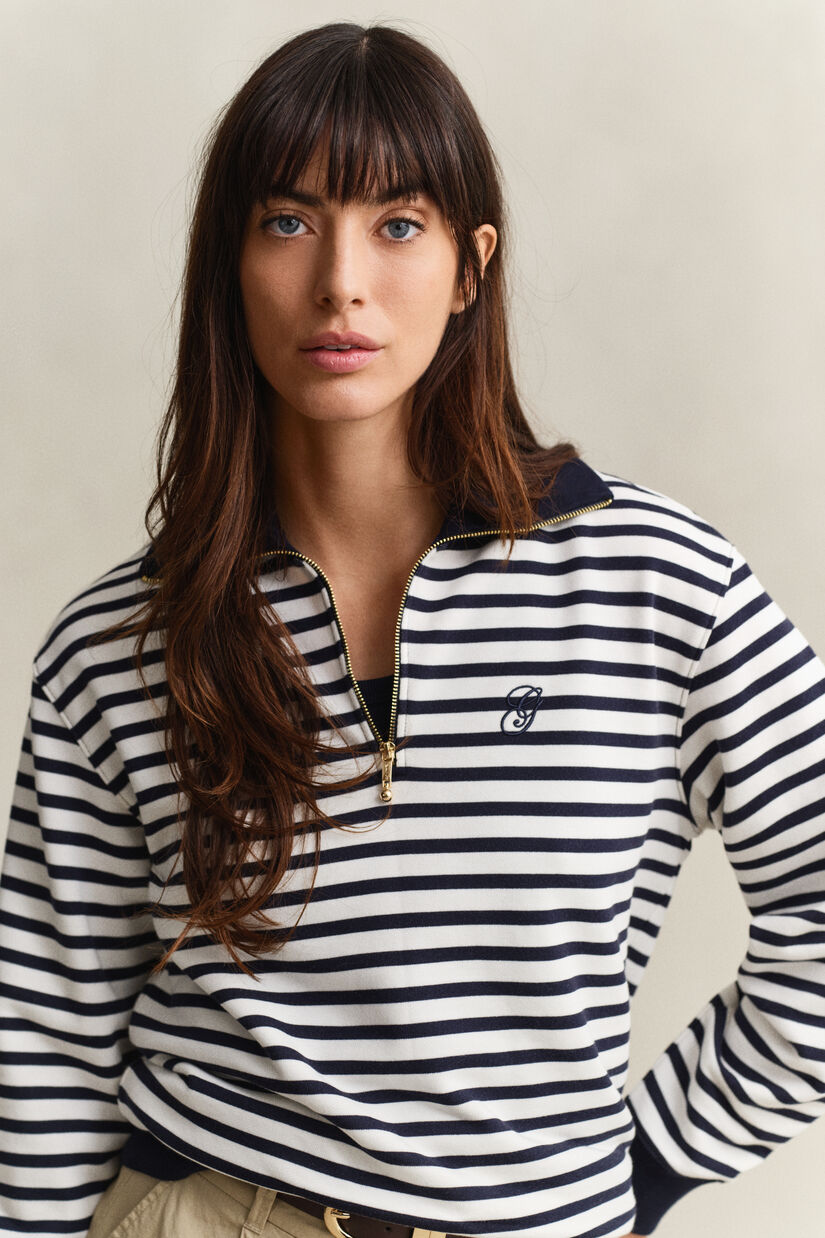 Sudadera de rayas con media cremallera