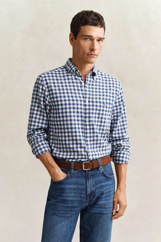 Camisa de mezcla de lino a cuadros Vichy