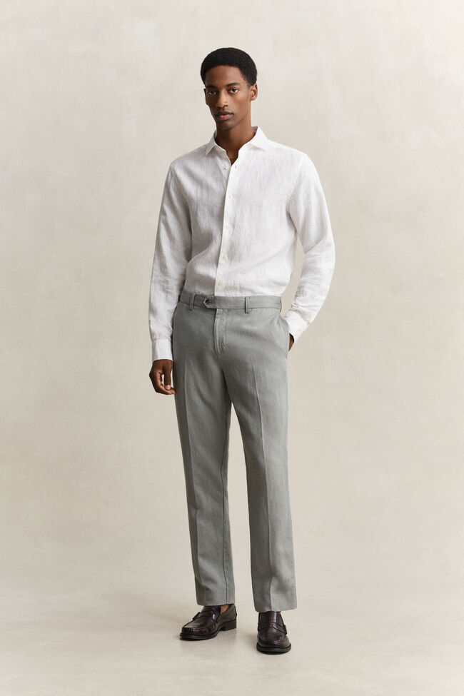Pantalones de traje de lyocell y lino