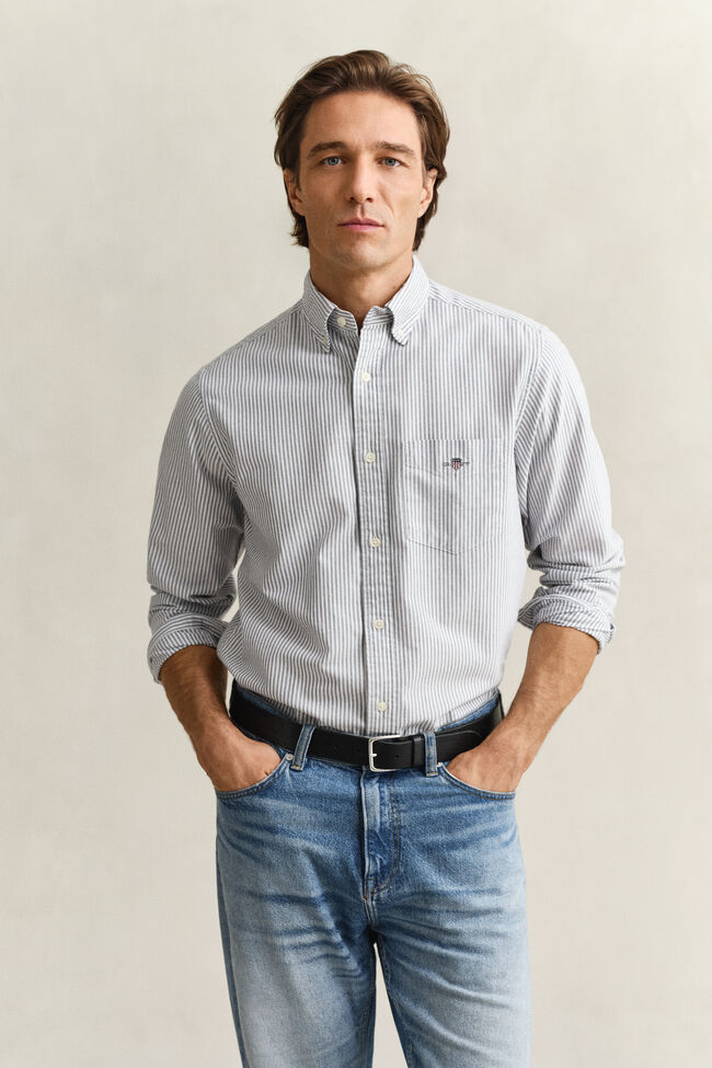 Camisa Oxford cl&aacute;sica de rayas finas