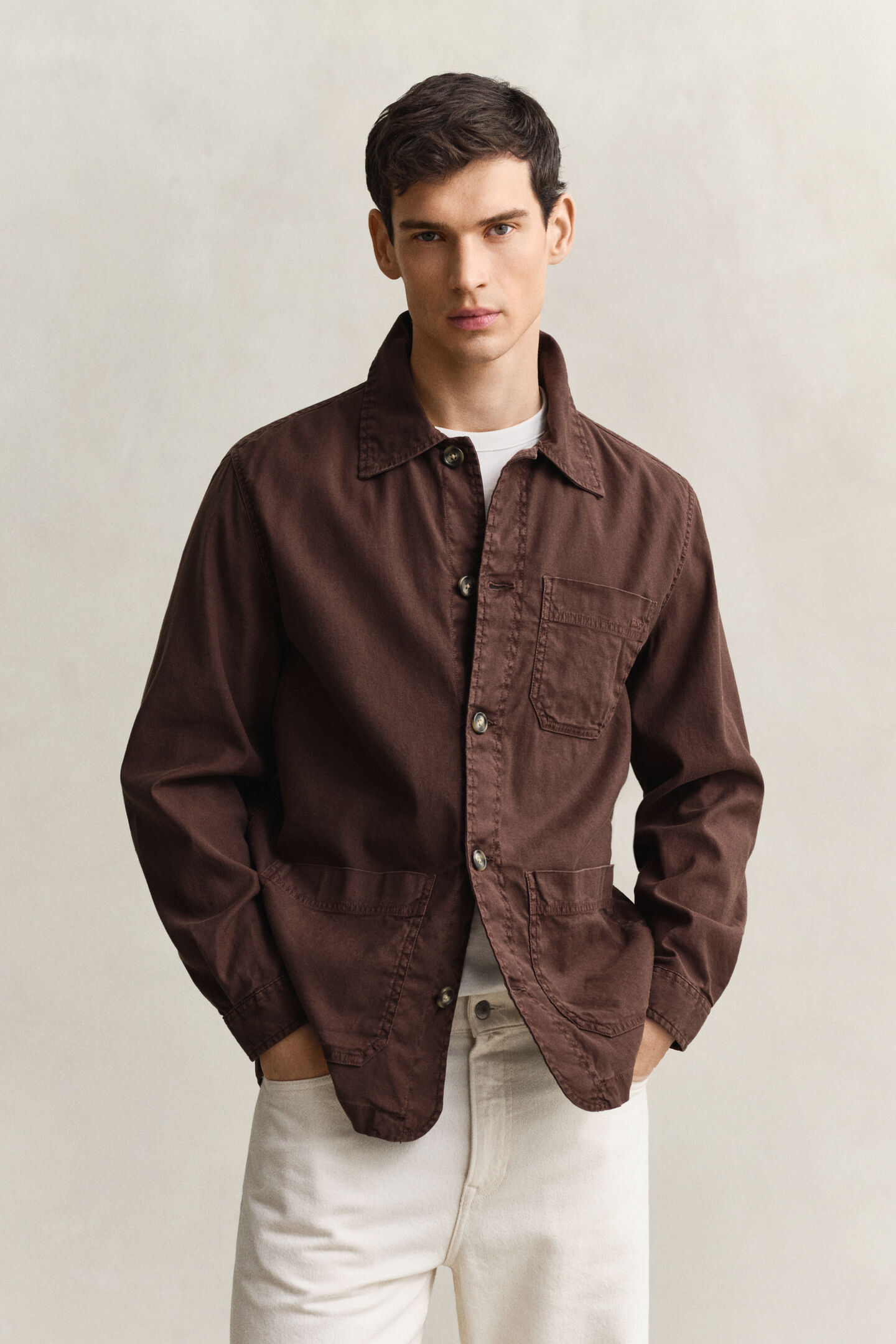 Sobrecamisa en mezcla de lino