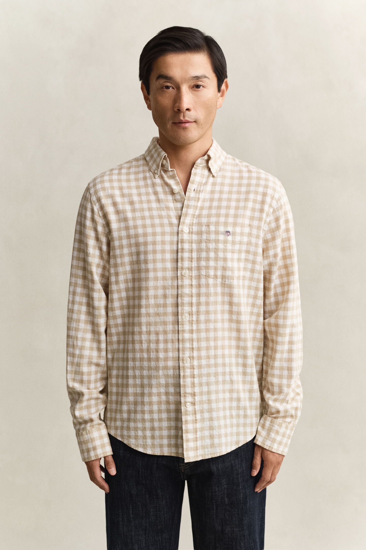 Camisa de mezcla de lino a cuadros Vichy
