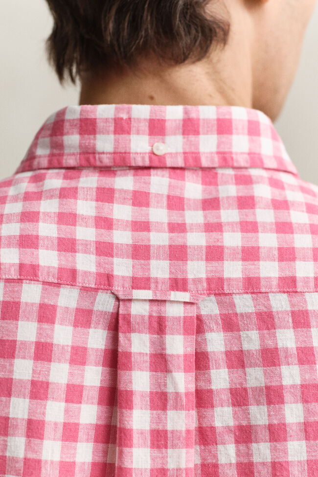Camisa de mezcla de lino a cuadros Vichy