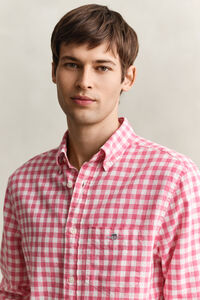 Camisa de mezcla de lino a cuadros Vichy