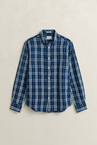 Camisa de cuadros de algod&oacute;n y lino
