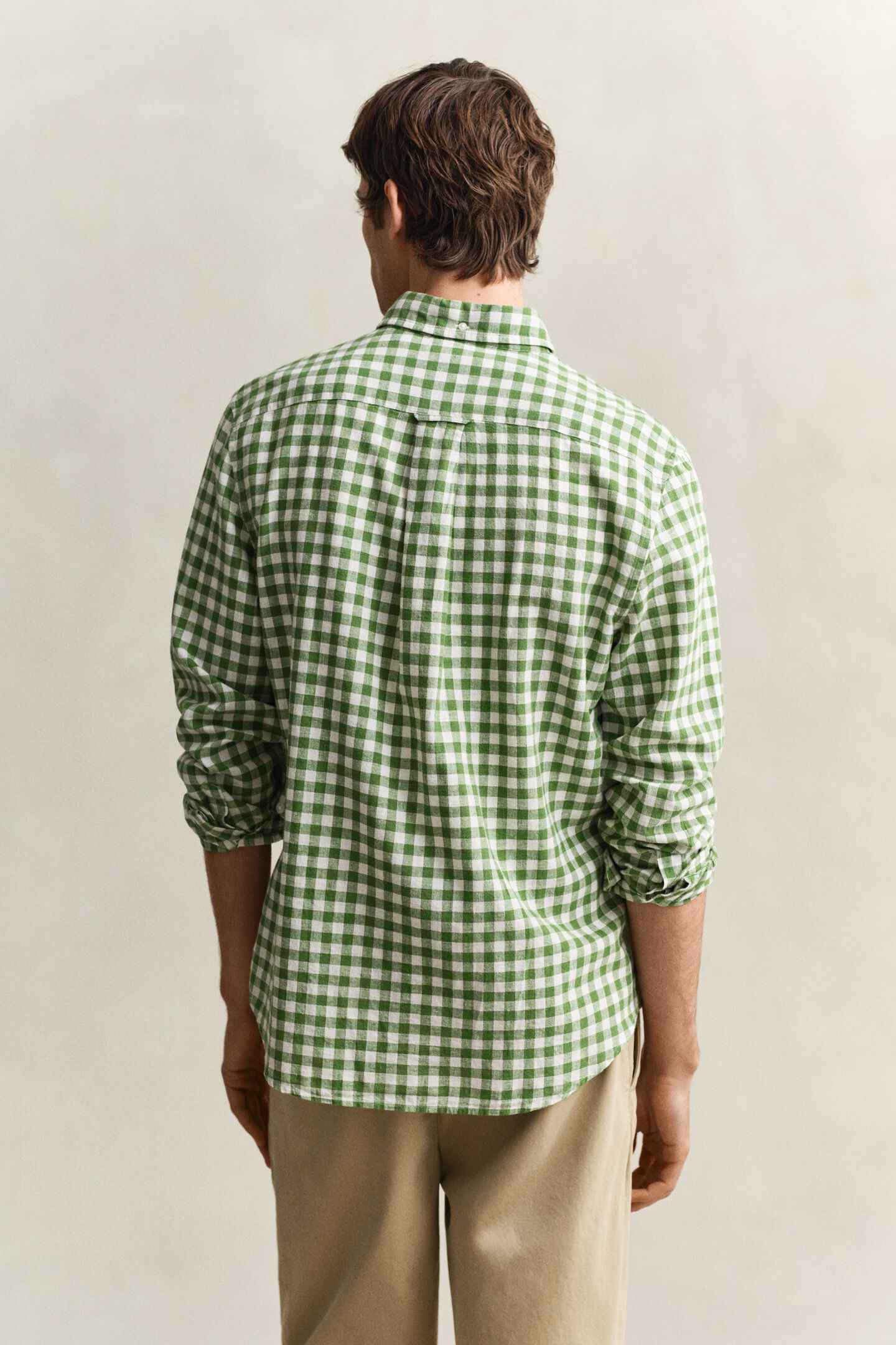 Camisa de mezcla de lino a cuadros Vichy