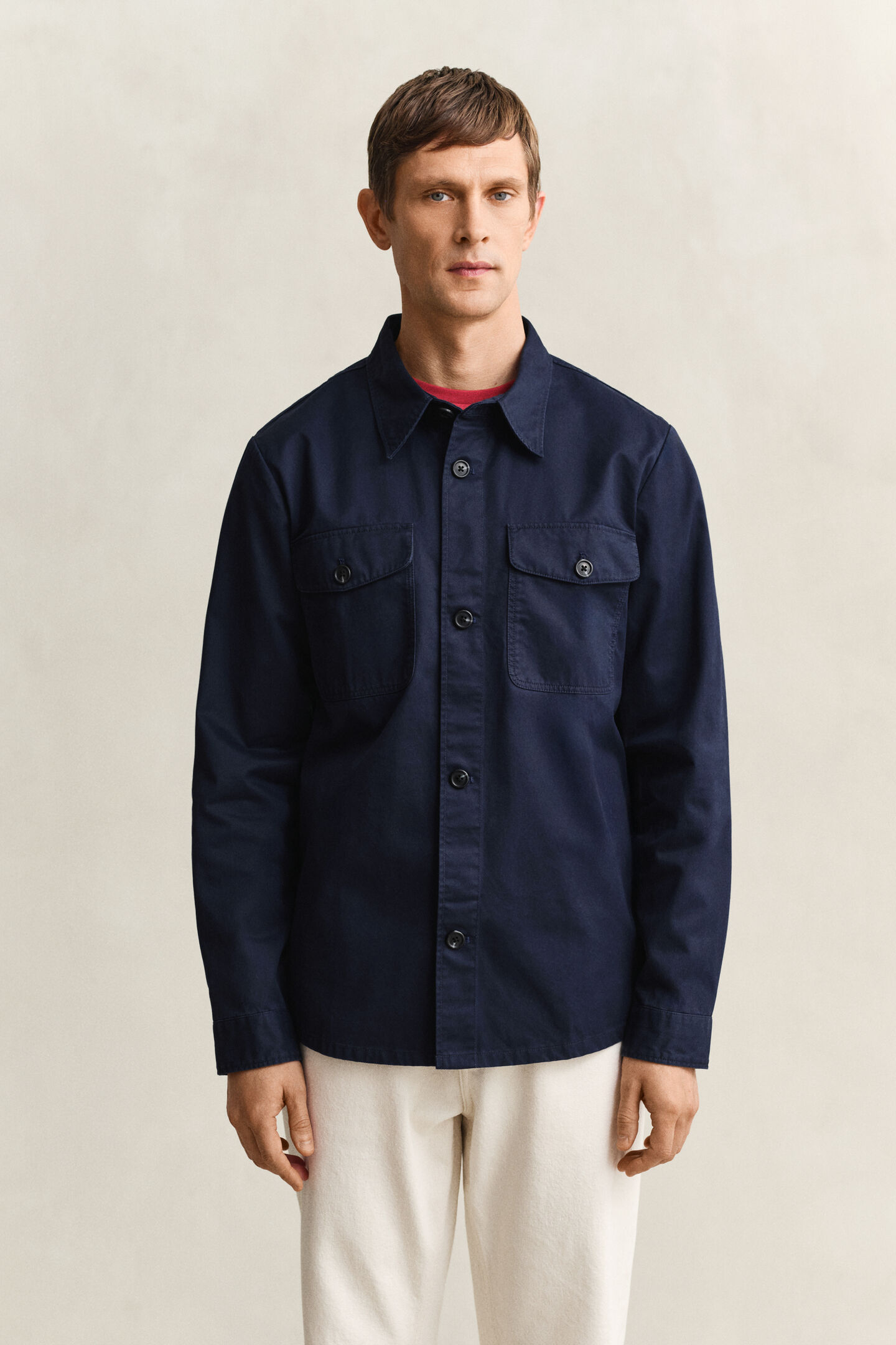Sobrecamisa en sarga de algod&oacute;n