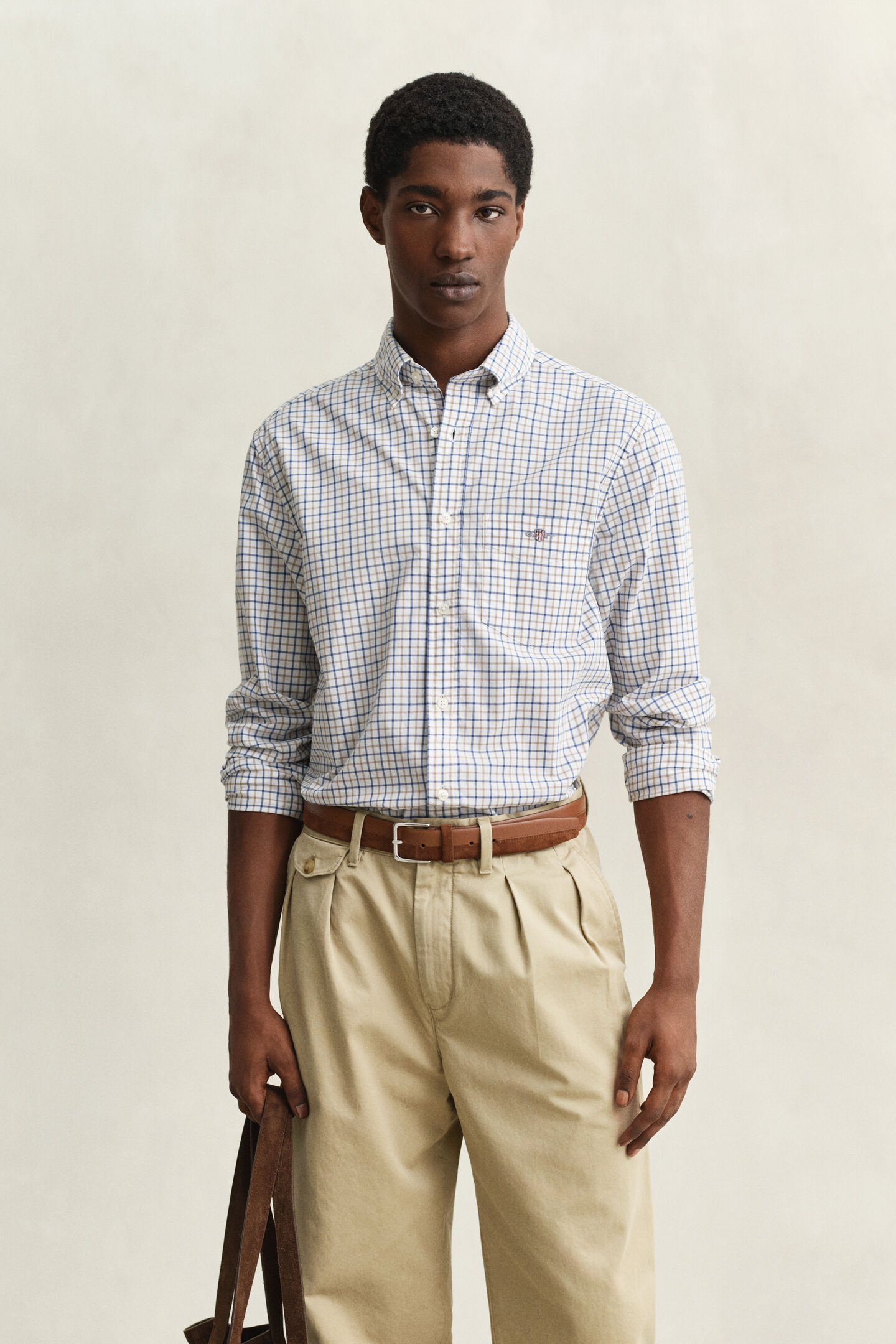 Camisa cl&aacute;sica de popelina a cuadros