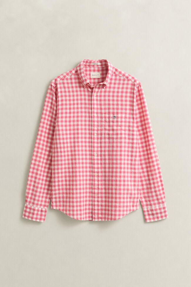 Camisa de mezcla de lino a cuadros Vichy