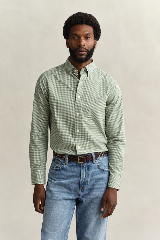 Camisa cl&aacute;sica de popelina de cuadros Vichy