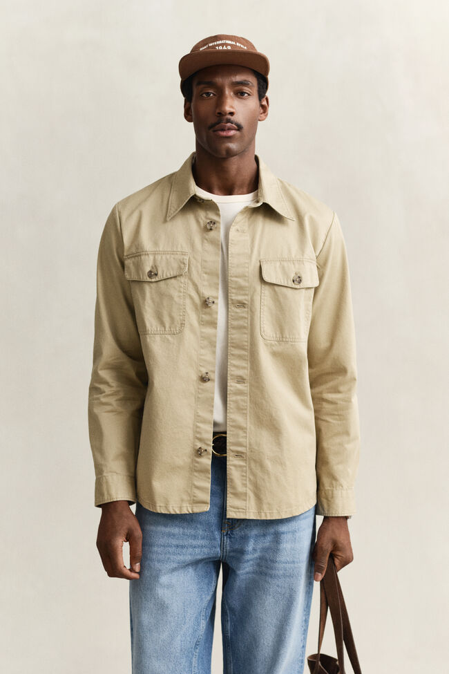 Sobrecamisa en sarga de algod&oacute;n