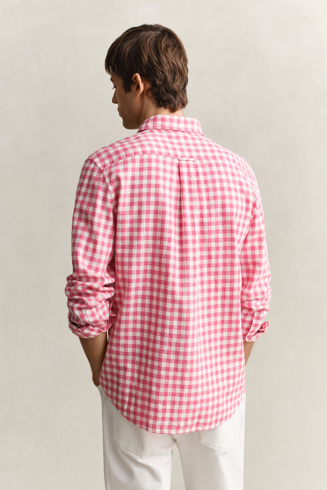 Camisa de mezcla de lino a cuadros Vichy